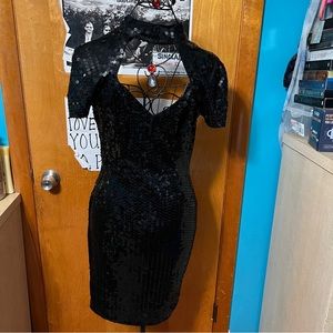 Peak evenings black sequins dress hand beaded size 8